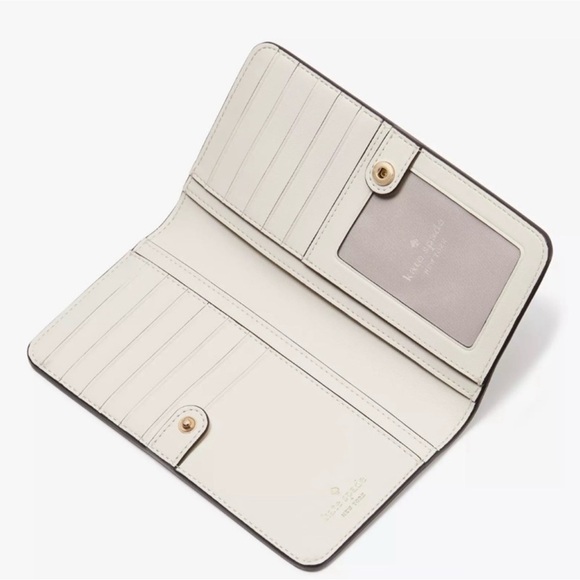 Kate Spade New York Coffee Break Large Slim Bifold Wallet in Cream Multi leather - Picture 3 of 6